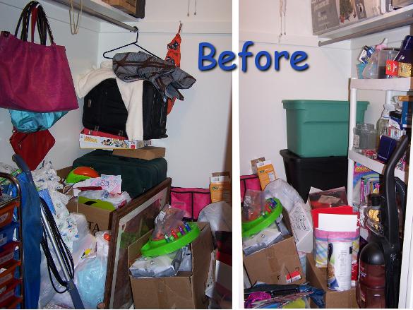 Before image of cleaned out closet