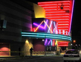 Century 16 movie theater in Aurora, Colorado where a mass murder took place at the opening of Dark Knight Rises at Midnight on July 20th.